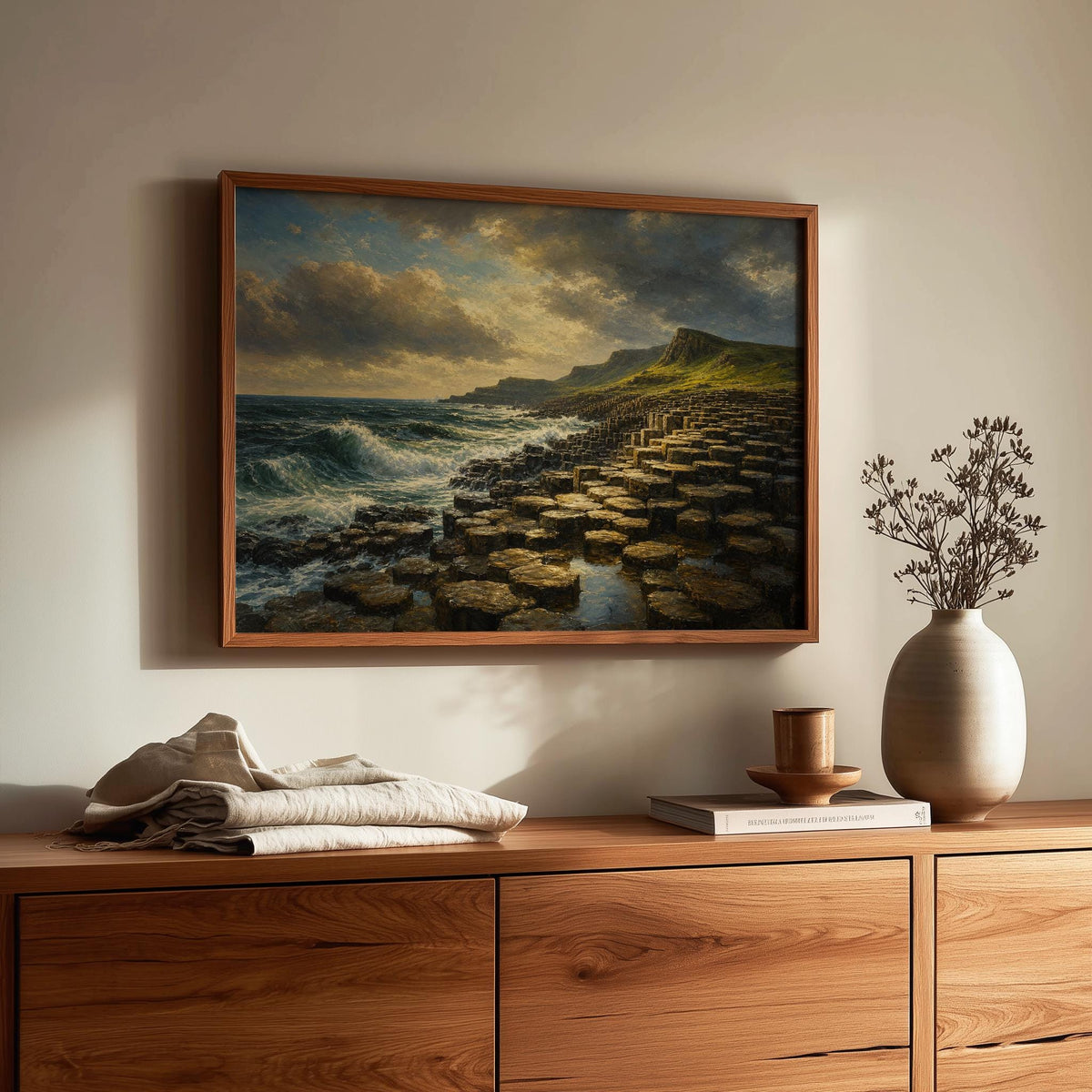 Giant's Causeway oil painting Irish print – wall mockup 1