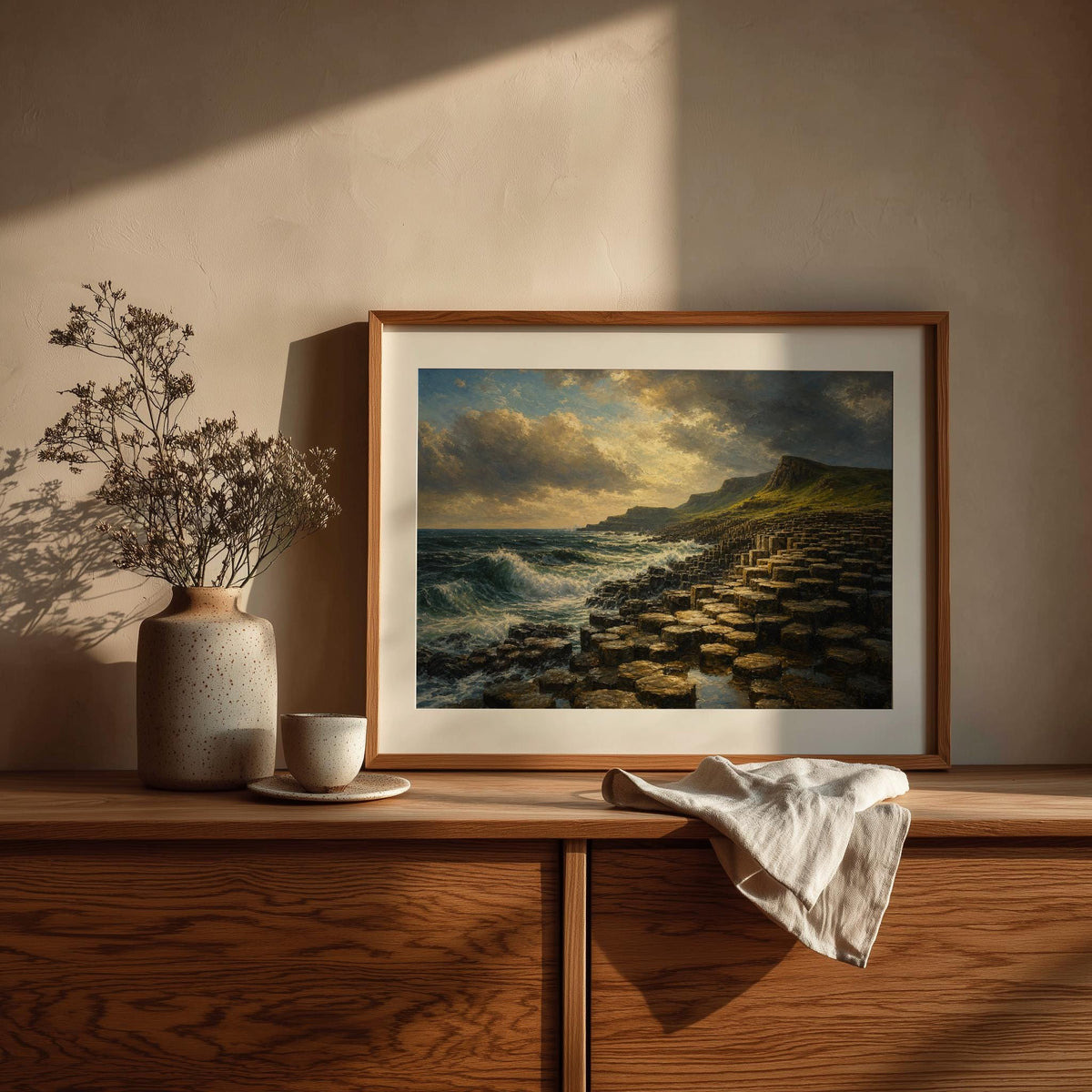 Giant's Causeway oil painting Irish print – wall mockup 8