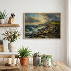 Giant's Causeway oil painting Irish print – wall mockup 4