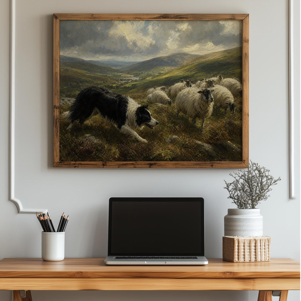 Irish herding dog painting Irish print – wall mockup 2