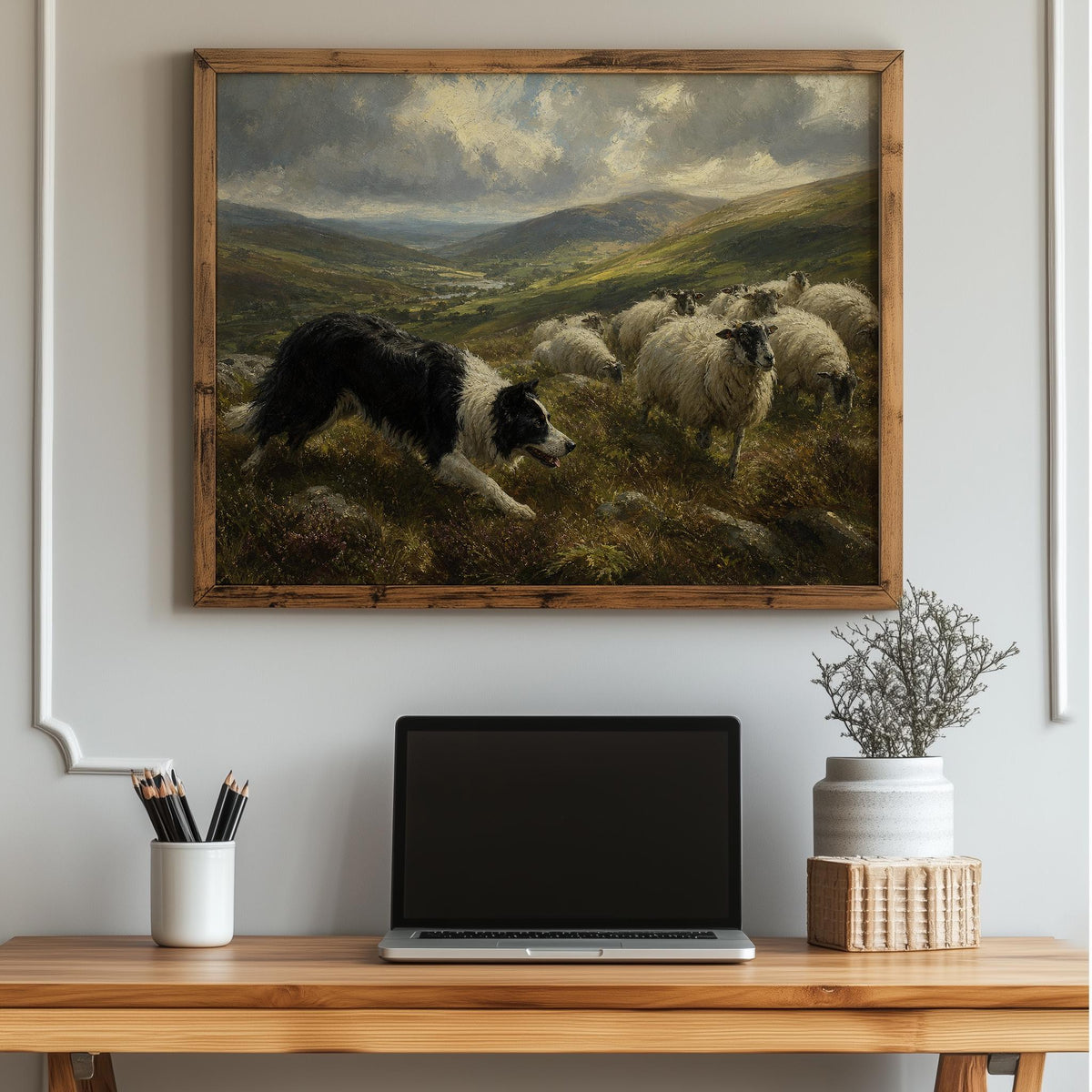 Irish herding dog painting Irish print – wall mockup 2
