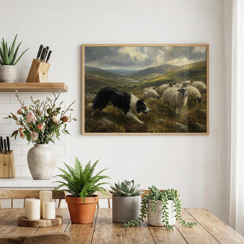 Irish herding dog painting Irish print – wall mockup 4