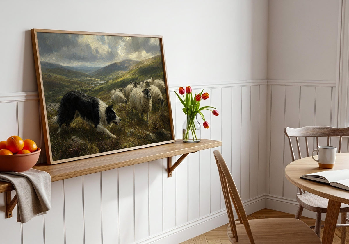Irish herding dog painting Irish print – wall mockup 1