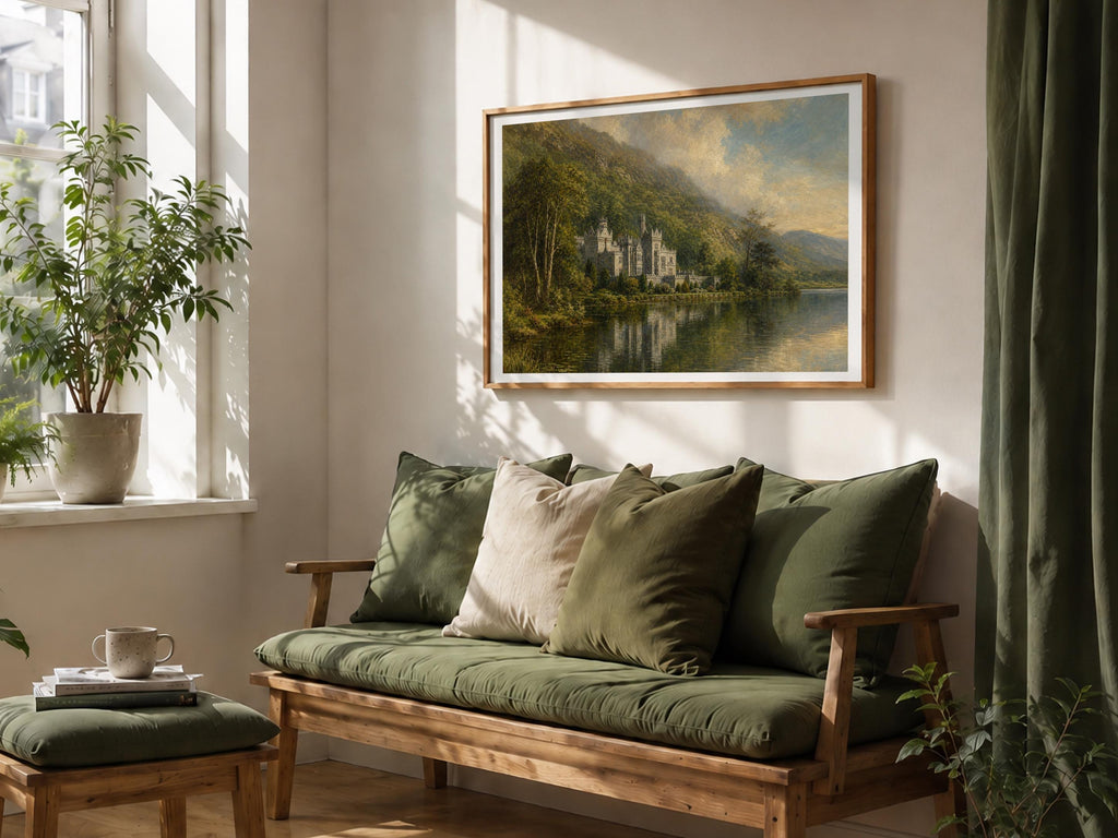 Kylemore Abbey lake landscape Irish print – wall mockup 7