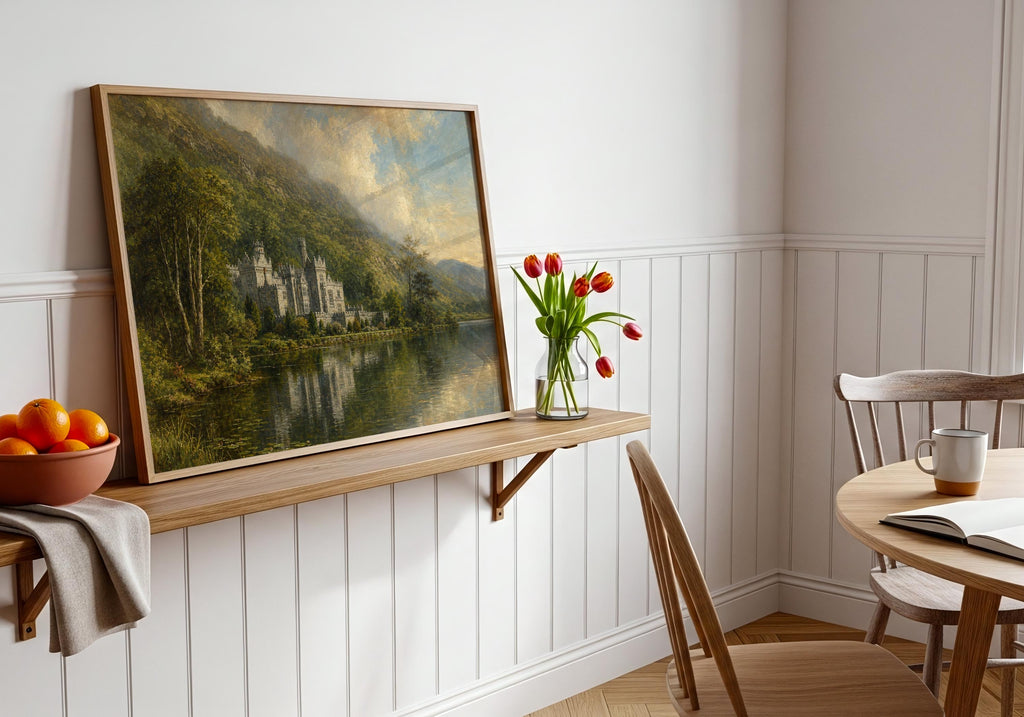 Kylemore Abbey lake landscape Irish print – wall mockup 8