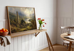 Glendalough round tower oil painting Irish print – wall mockup 8