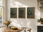 Shamrock, Claddagh and harp verdigris Irish print set – wall mockup 1
