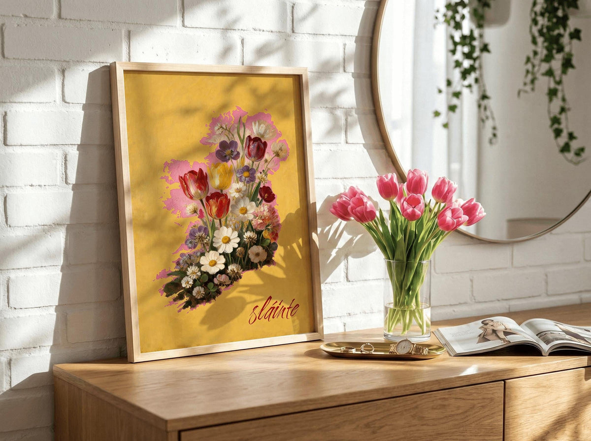 Slainte With Floral Ireland Map Irish print – photo 5