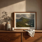 Great Blasket Island vintage Irish oil painting print – wall mockup 3