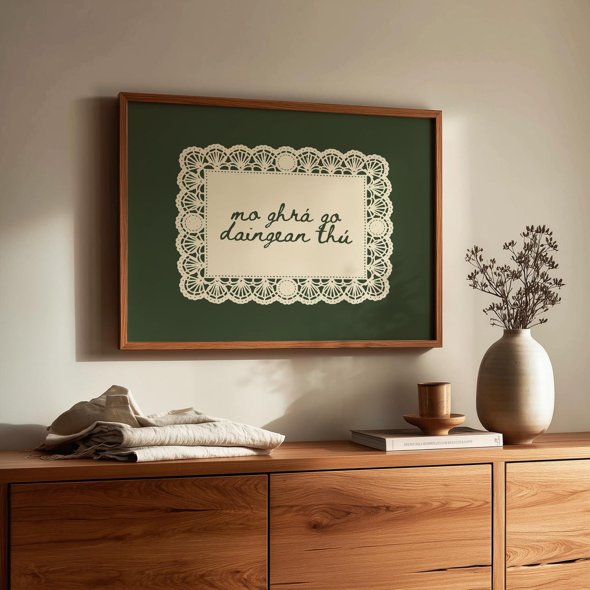 Mo ghrá go daingean thú Irish print – wall mockup 1