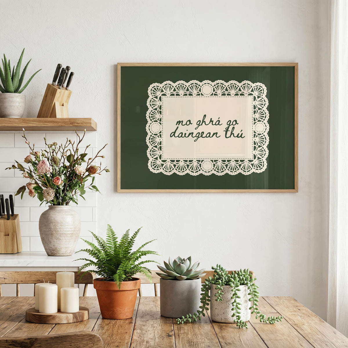Mo ghrá go daingean thú Irish print – wall mockup 4