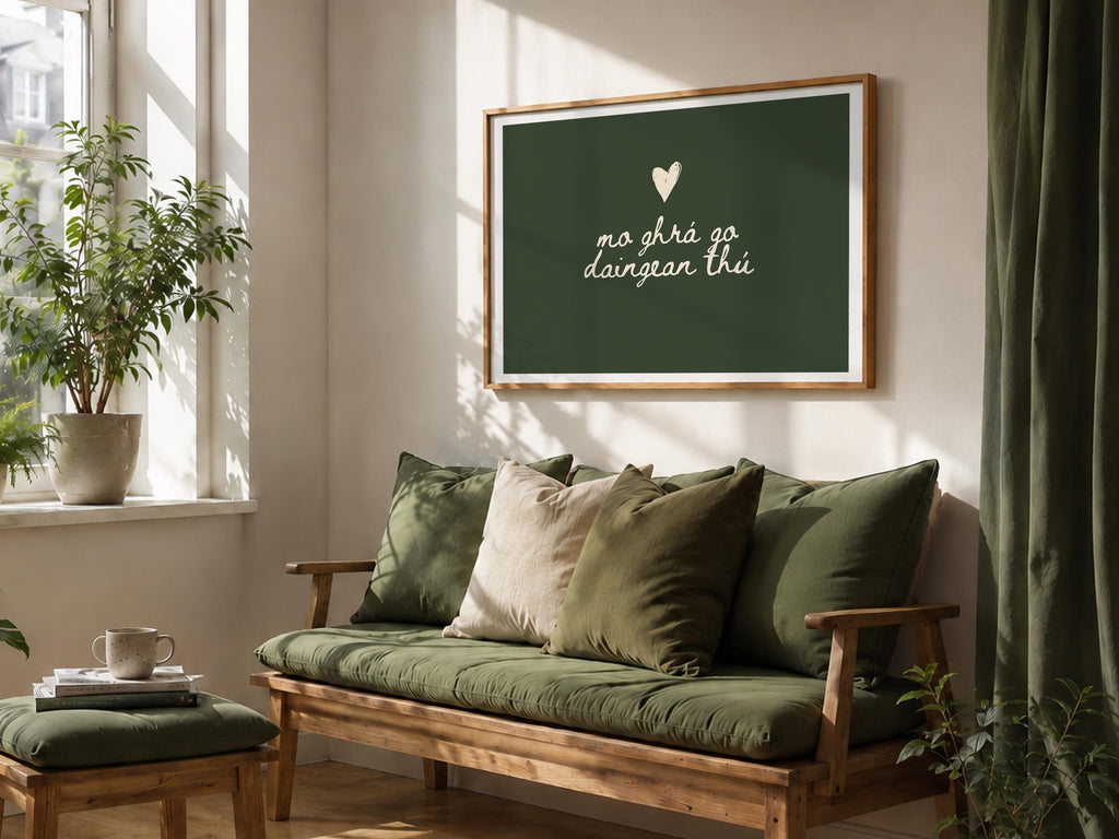 Irish love deep green Irish print – wall mockup 5