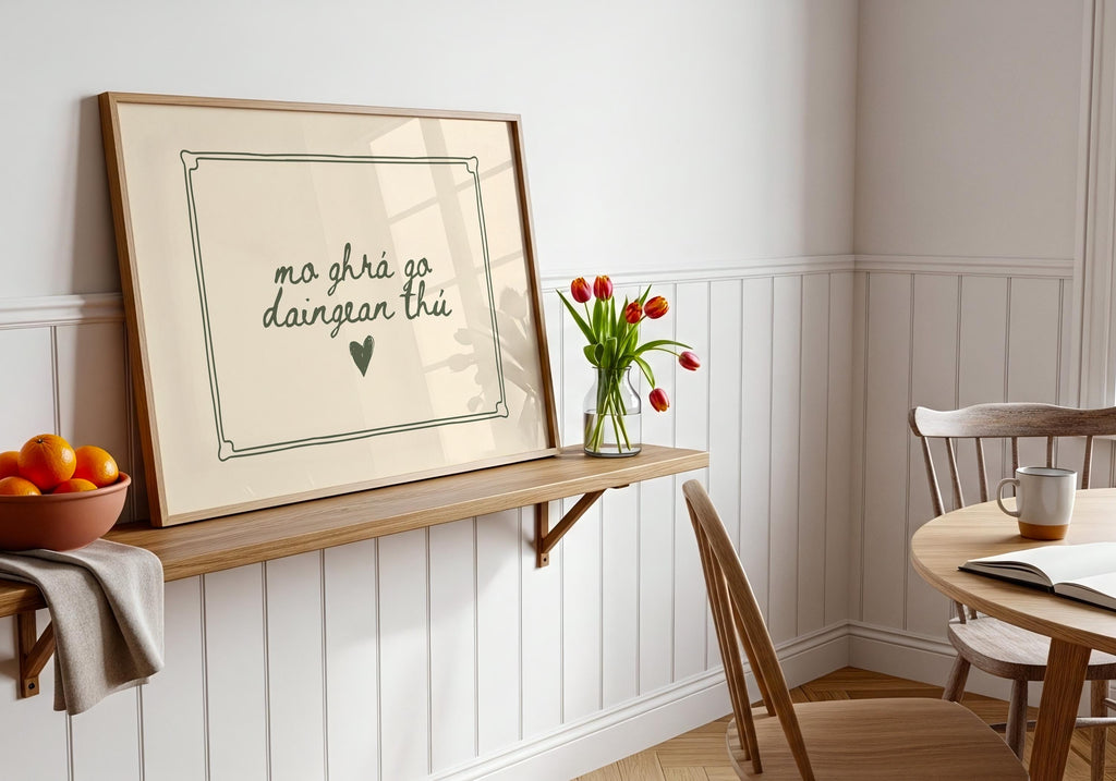 Irish love quote cream script Irish print – wall mockup 7