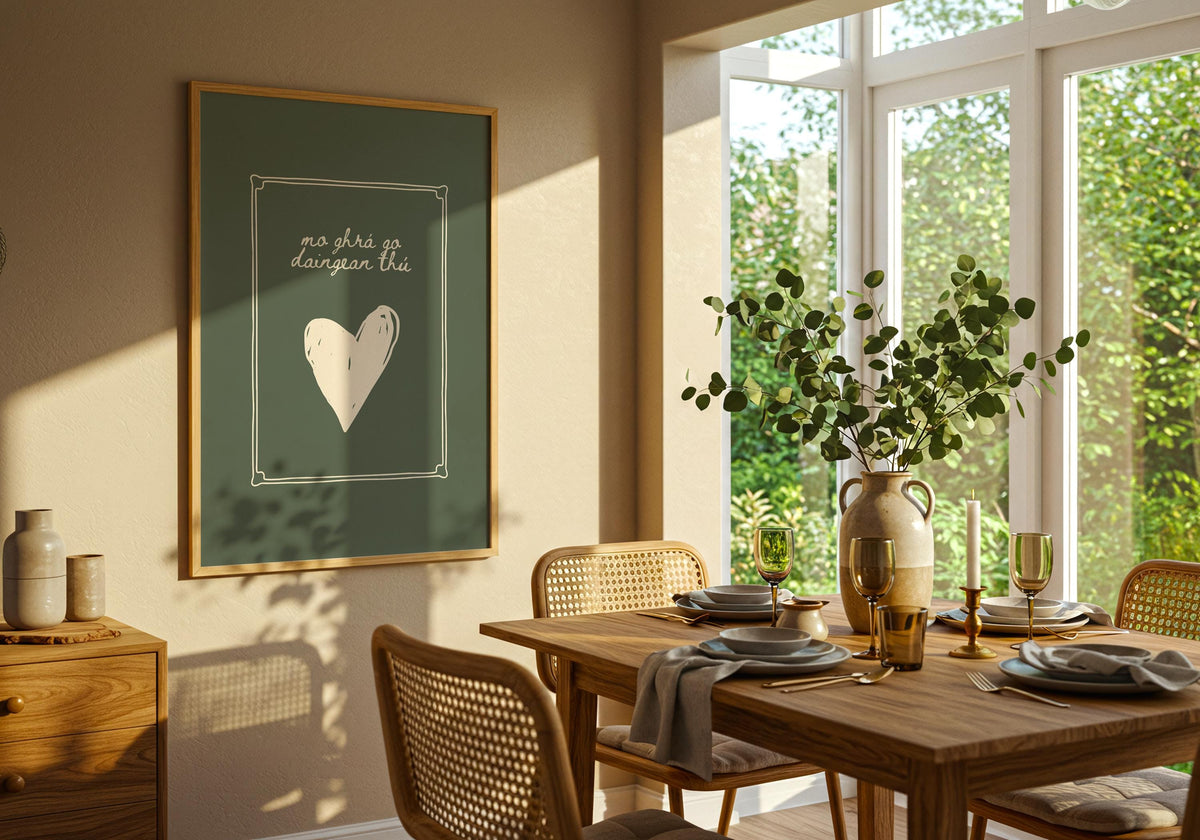 Irish heart Gaelic love phrase print – wall mockup 5