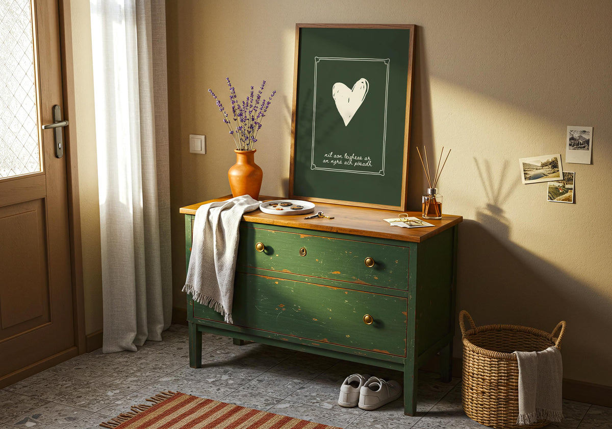 Níl aon leigheas green heart Irish print – wall mockup 5