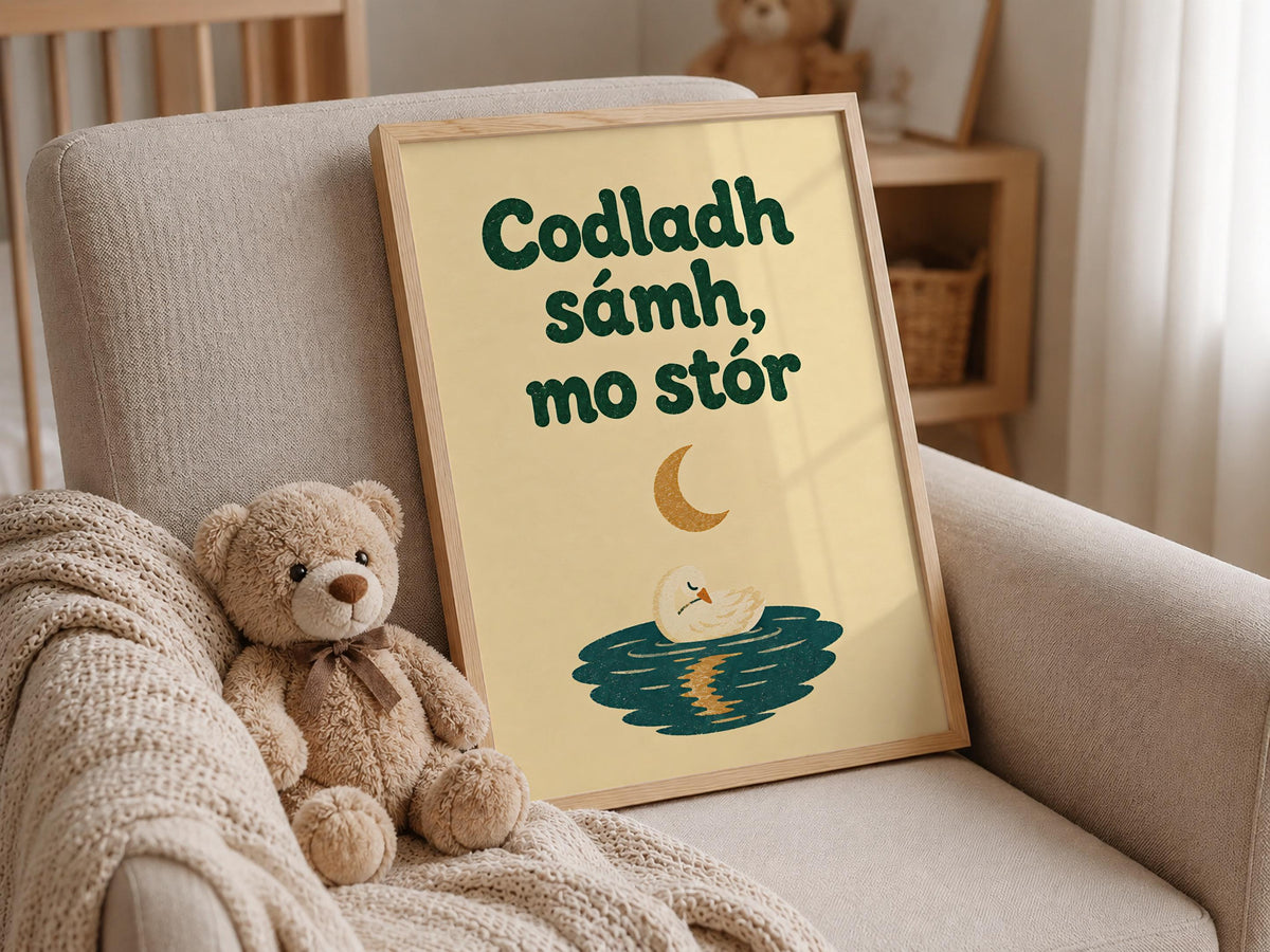 Codladh Sámh Mo Stór Moon on Water Irish print – wall mockup 6