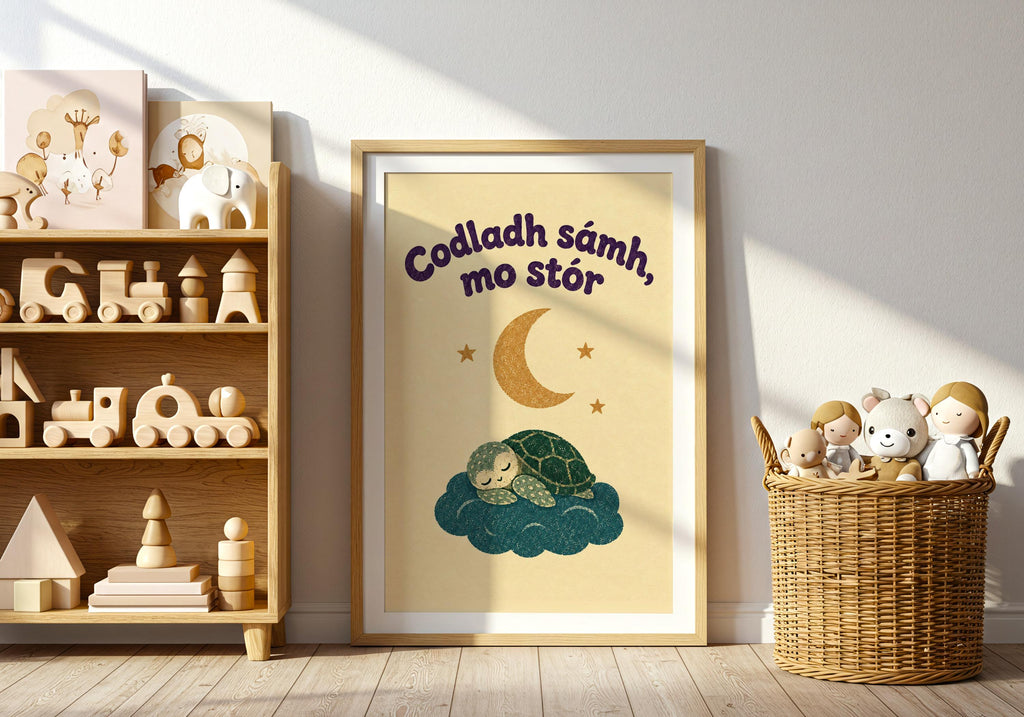 Codladh Sámh Mo Stór Turtle Irish print – wall mockup 2