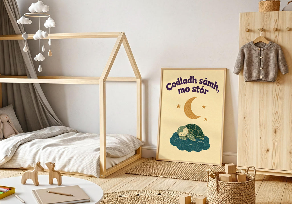 Codladh Sámh Mo Stór Turtle Irish print – wall mockup 4