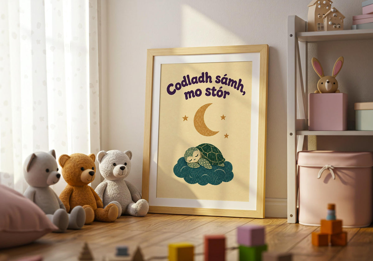 Codladh Sámh Mo Stór Turtle Irish print – wall mockup 8