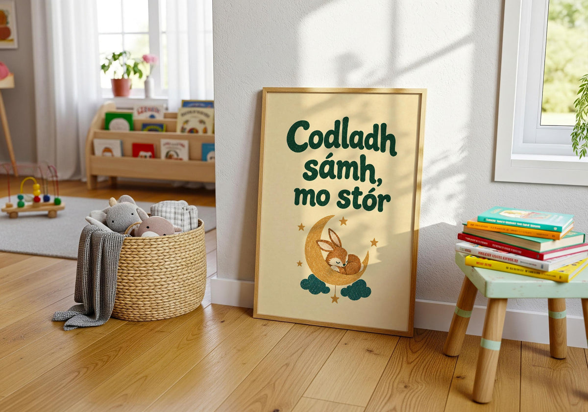 Codladh Sámh Mo Stór Irish print – wall mockup 7