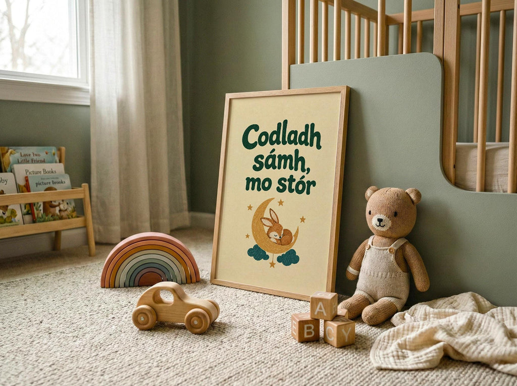 Codladh Sámh Mo Stór Irish print – wall mockup 4