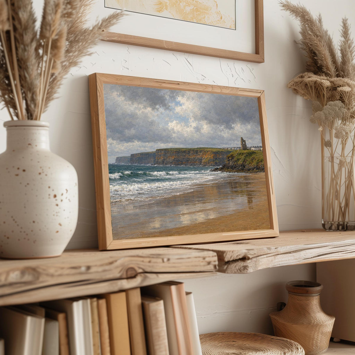 Ballybunion Beach vintage Irish oil painting print – wall mockup 5