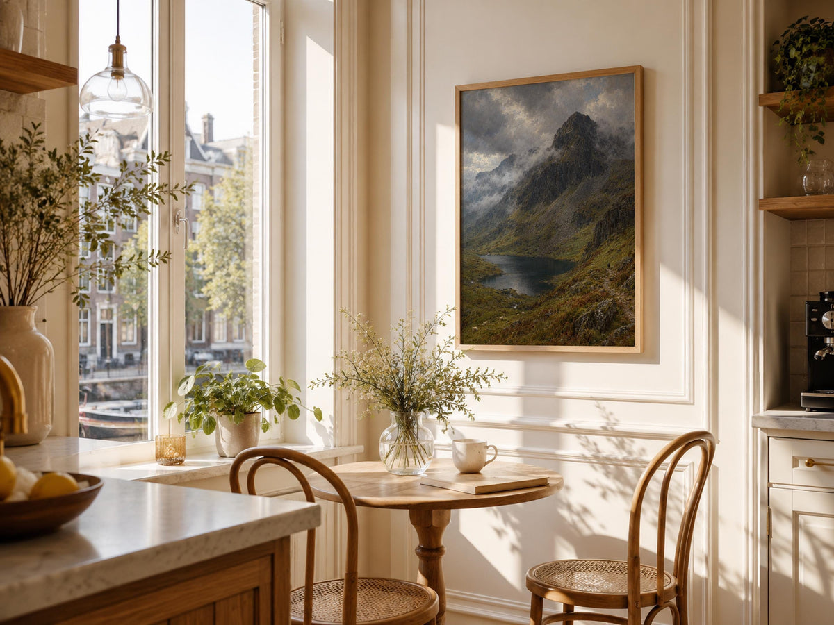 Carrauntoohil vintage Irish oil painting print – wall mockup 2