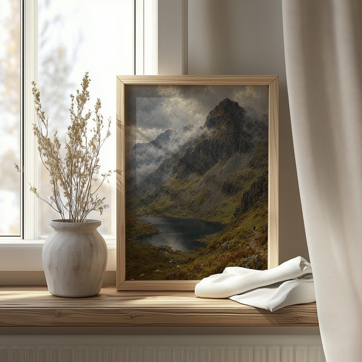 Carrauntoohil vintage Irish oil painting print – wall mockup 4