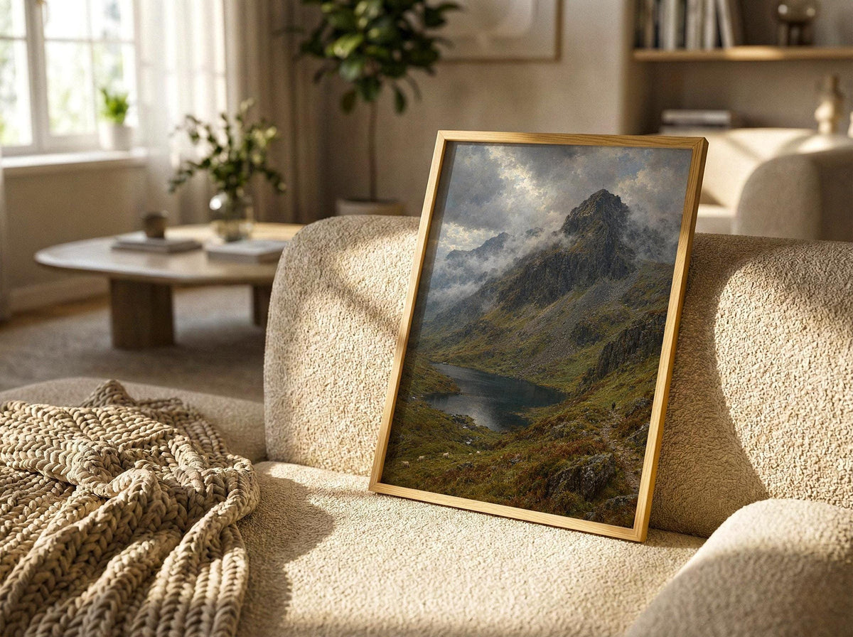 Carrauntoohil vintage Irish oil painting print – wall mockup 1