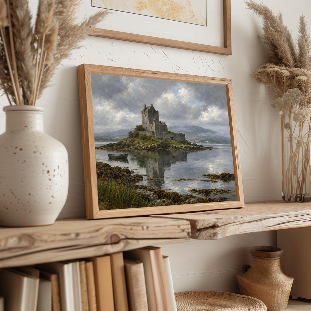 Dunguaire Castle vintage Irish oil painting print – wall mockup 5
