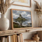 Dunguaire Castle vintage Irish oil painting print – wall mockup 5