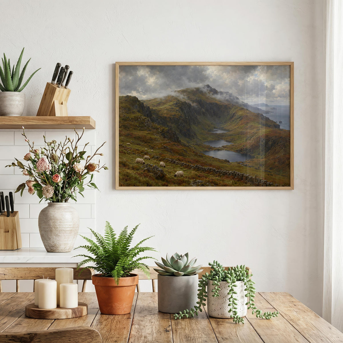 Brandon Peak Dingle vintage Irish oil painting print – wall mockup 1