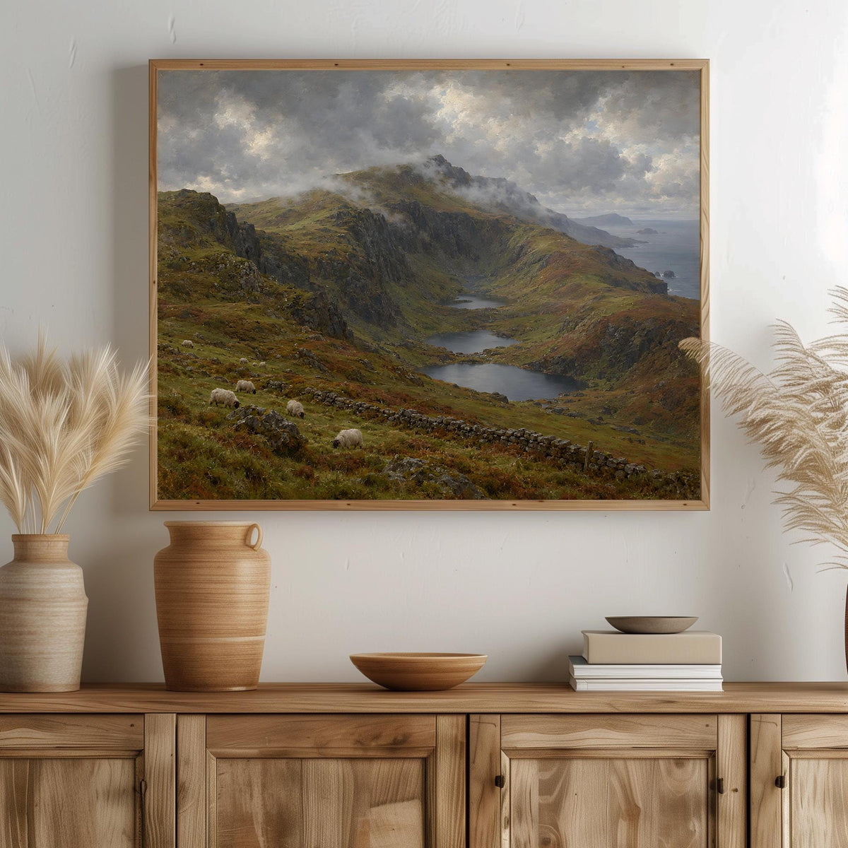Brandon Peak Dingle vintage Irish oil painting print – wall mockup 3