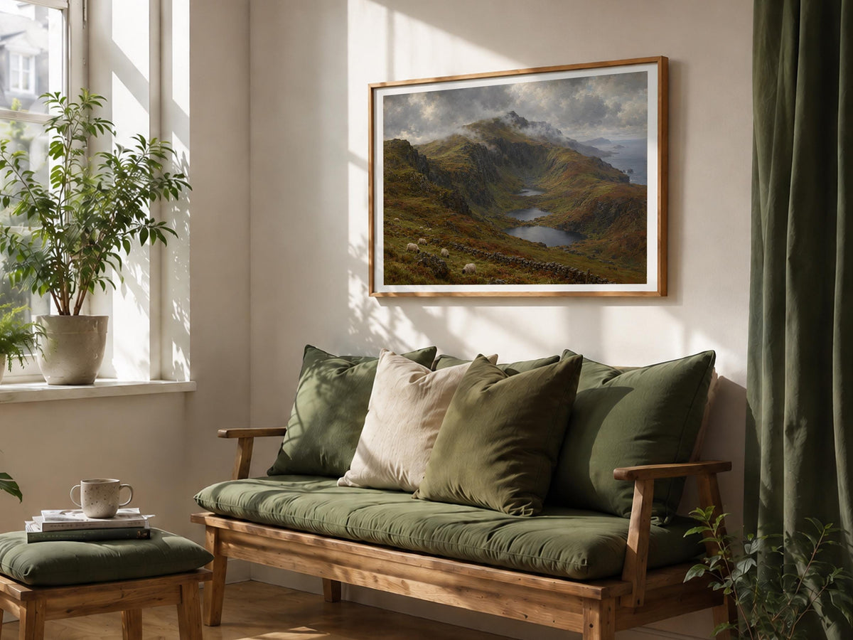 Brandon Peak Dingle vintage Irish oil painting print – wall mockup 8