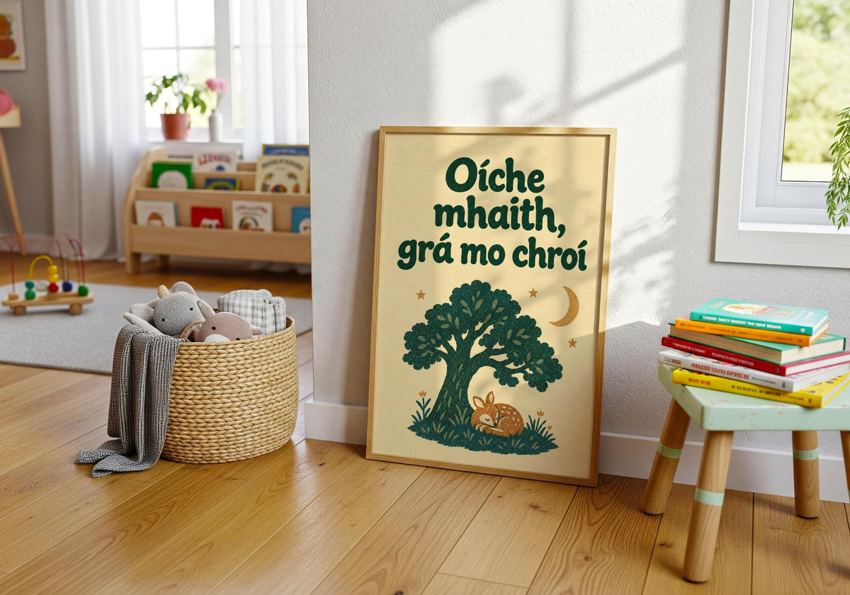 Oíche Mhaith Irish print – mockup 3