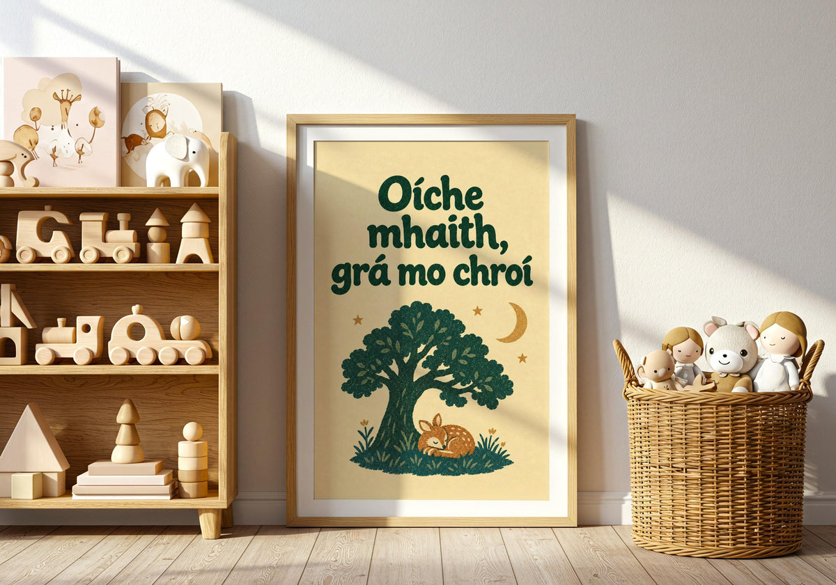 Oíche Mhaith Irish print – mockup 2