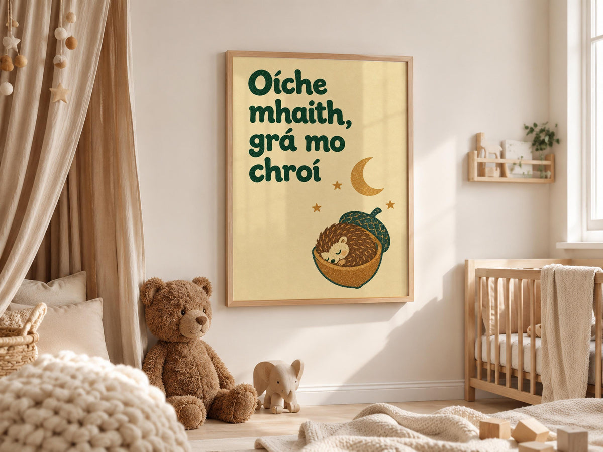 Oíche Mhaith phrase print – mockup 4