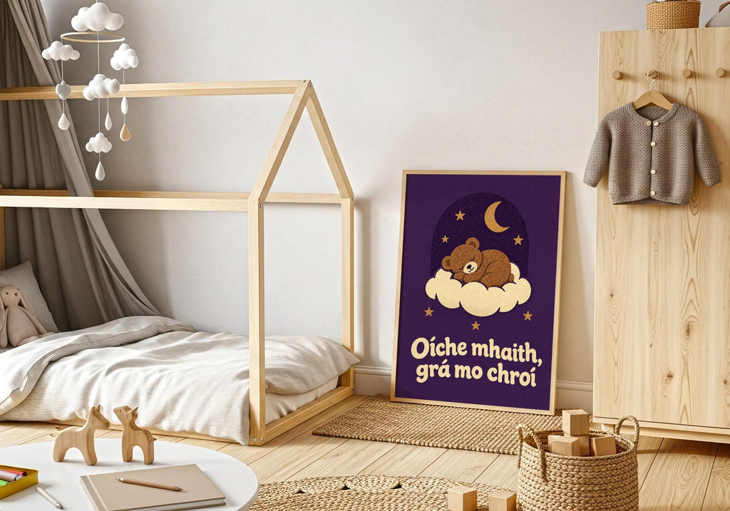 Oíche Mhaith Grá Mo Chroí Irish print – wall mockup 3