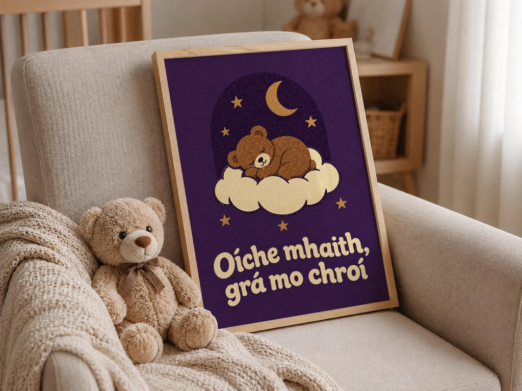Oíche Mhaith Grá Mo Chroí Irish print – wall mockup 4