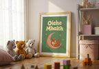 Oíche Mhaith Fox on Moon Irish print – wall mockup 3