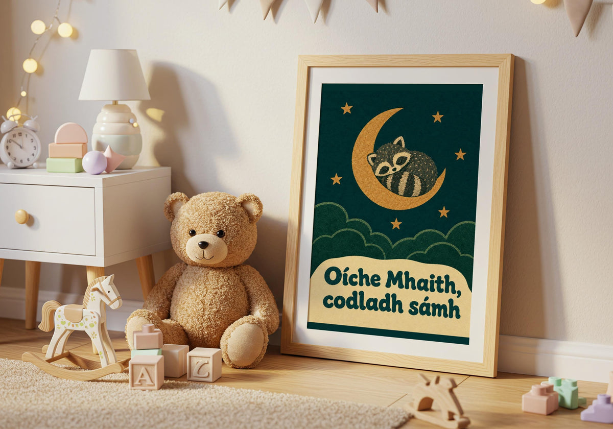 Oíche Mhaith raccoon print – mockup 5