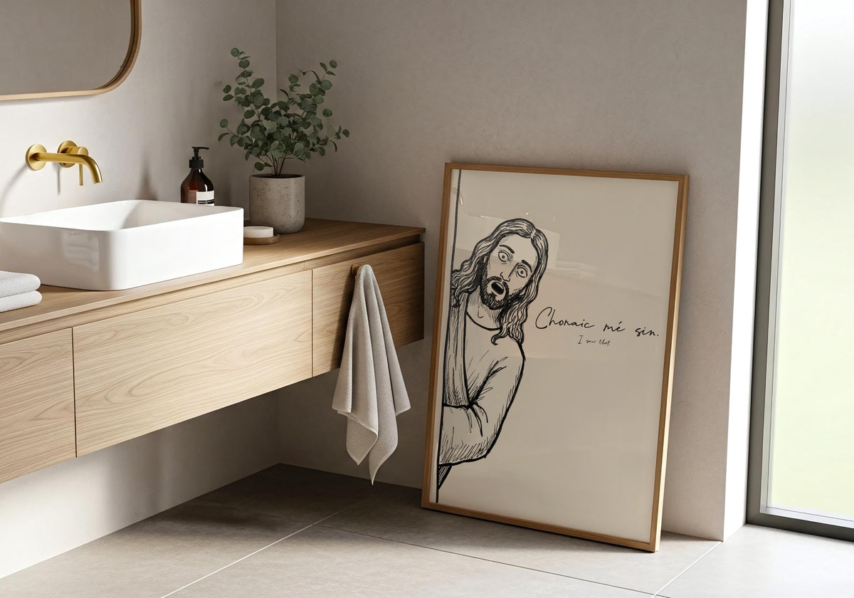 Chonaic mé sin bearded man Irish print – wall mockup 3