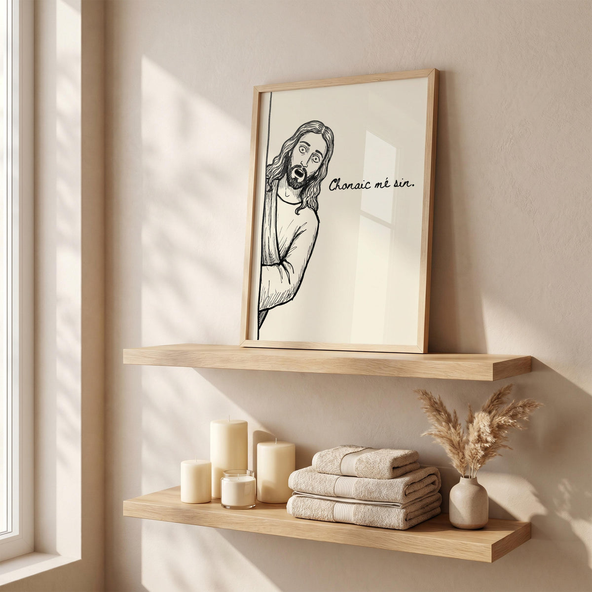 Chonaic mé sin black ink Irish print – wall mockup 3