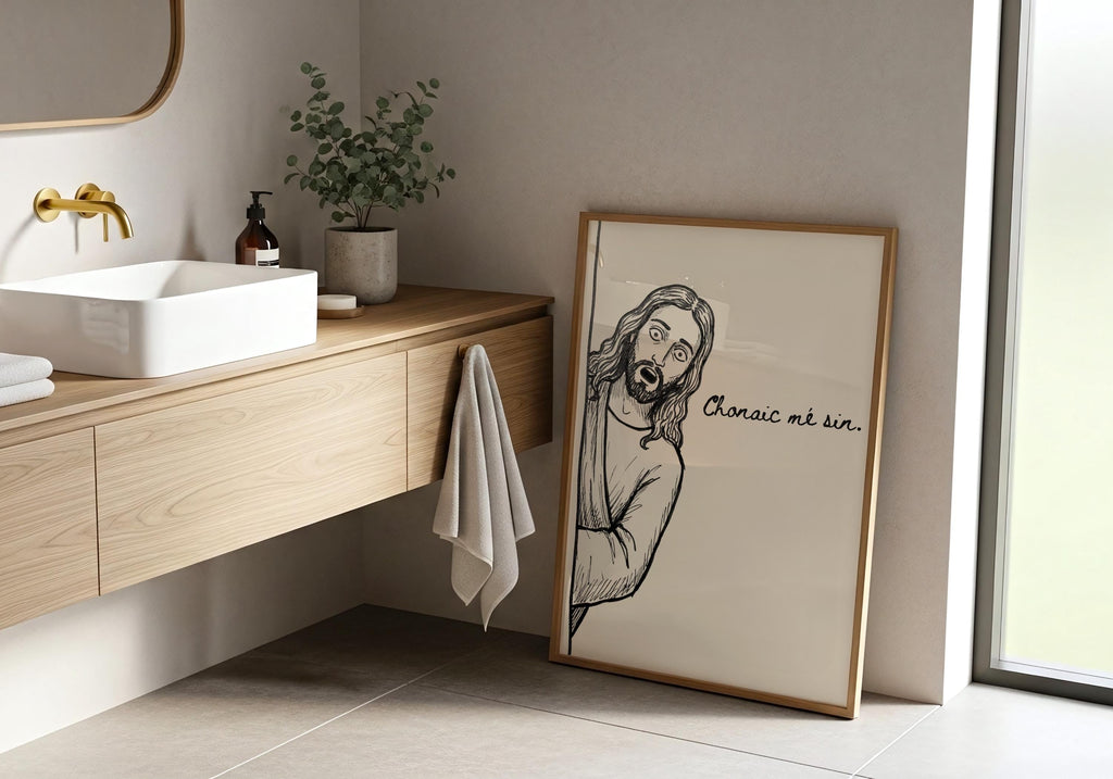 Chonaic mé sin black ink Irish print – wall mockup 4