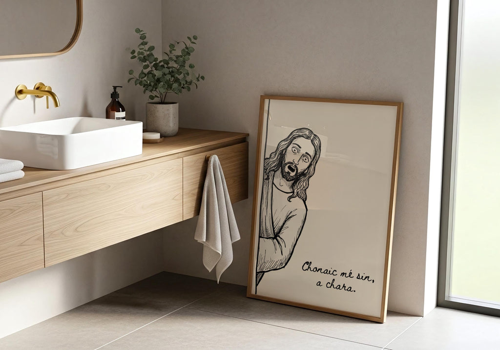 Chonaic mé sin a chara cartoon Irish print – wall mockup 4