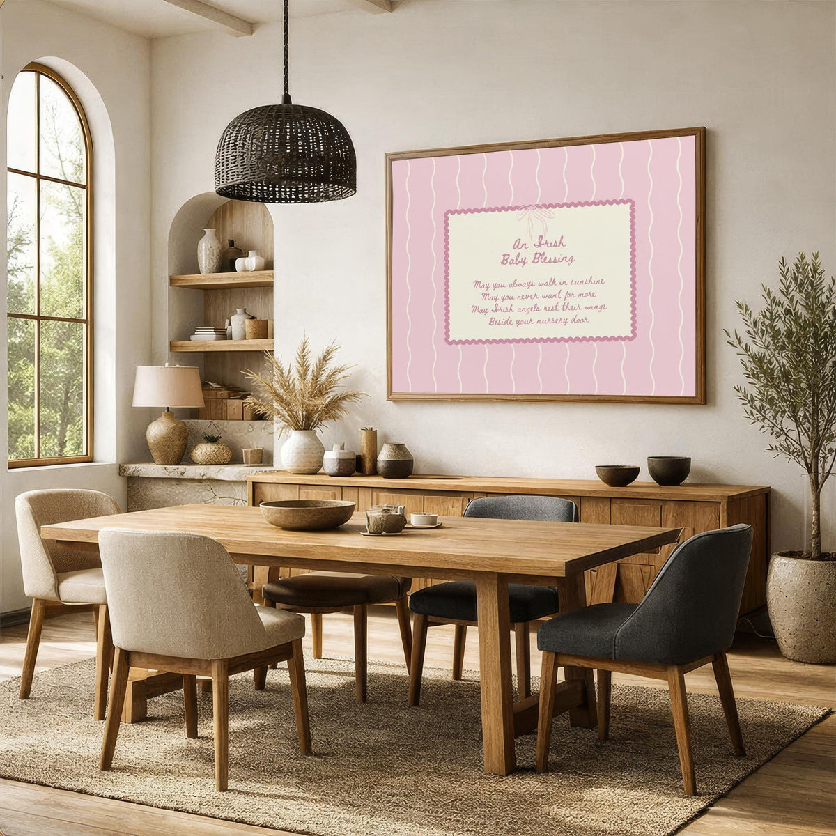 Irish baby blessing pink poem Irish print – wall mockup 1