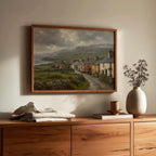 Doolin village vintage Irish oil painting print – wall mockup 2