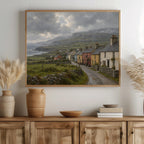 Doolin village vintage Irish oil painting print – wall mockup 3