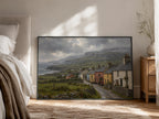 Doolin village vintage Irish oil painting print – wall mockup 9