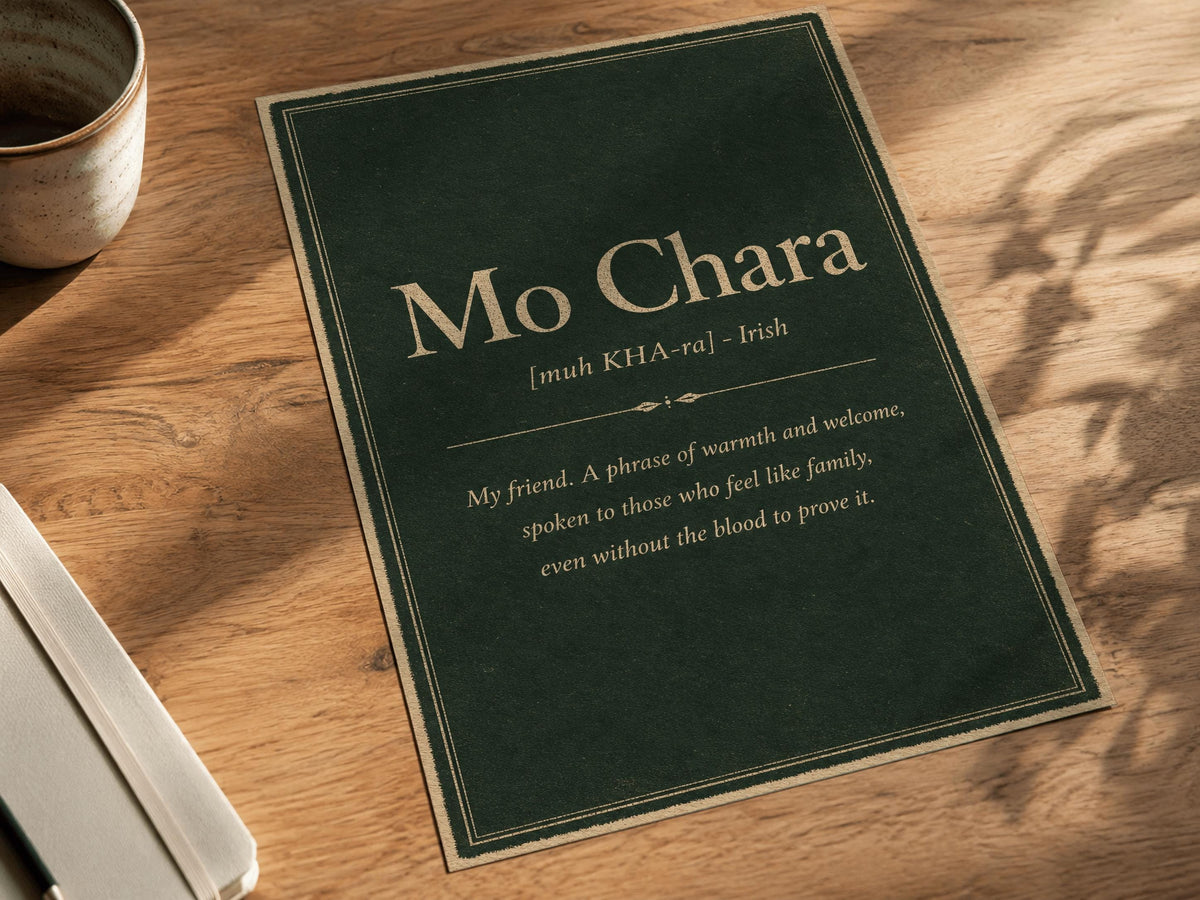 Mo Chara Irish definition print – framed styled scene